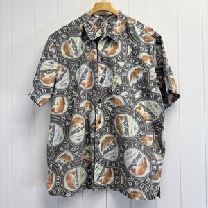 Columbia River Lodge Shirt Men XL Fishing America Red Drum Amber Ale Recreation
